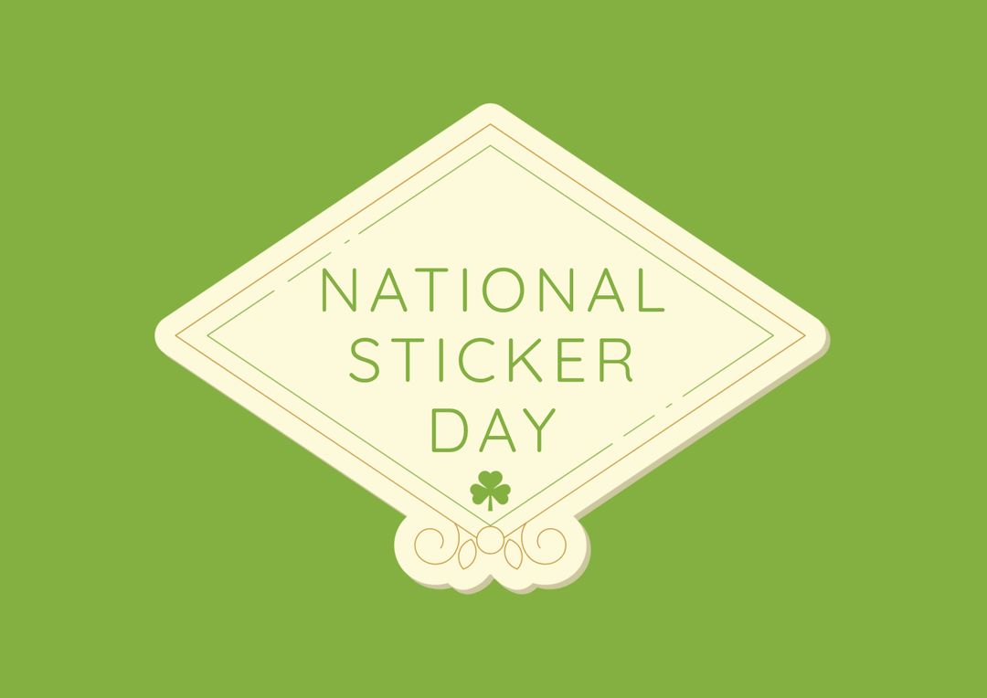 National Sticker Day Celebration Graphic on Green Background - Free Images, Stock Photos and Pictures on Pikwizard.com