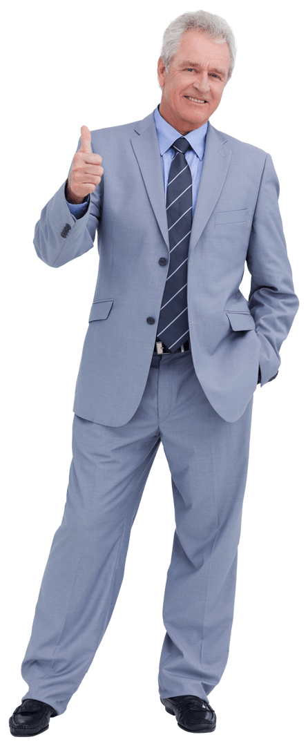Confident Mature Businessman Giving Thumbs Up on Transparent Background