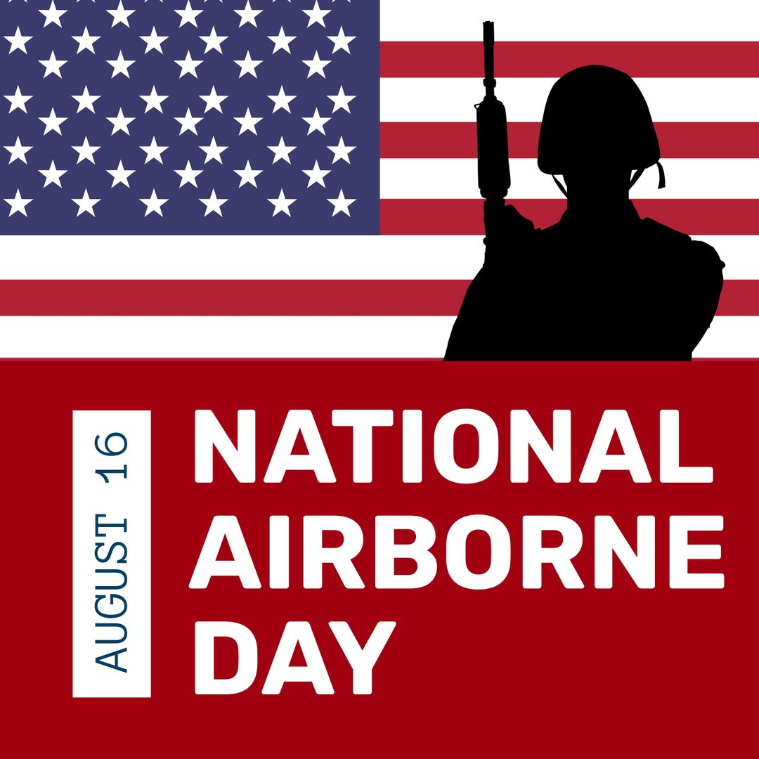 National Airborne Day Tribute with Soldier Silhouette on American Flag