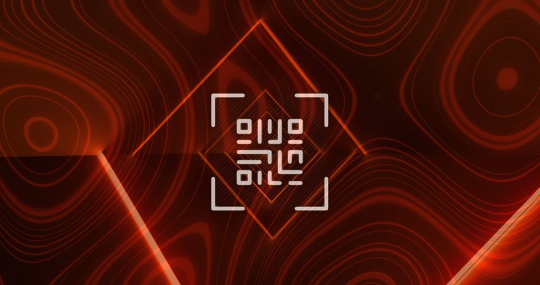 Glowing QR Code with Red Neon Lines on Dark Background