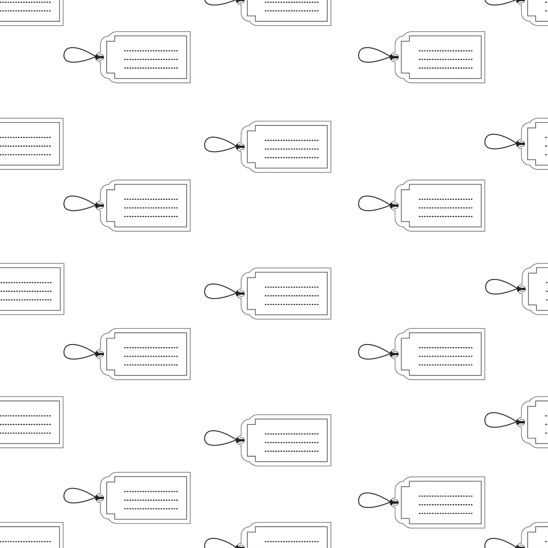 Seamless White Gift Label Pattern on Transparent Background