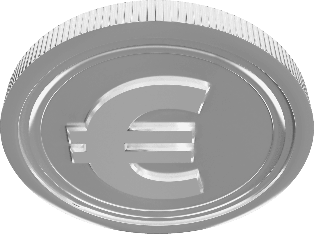 Digital Euro Coin on Transparent Background