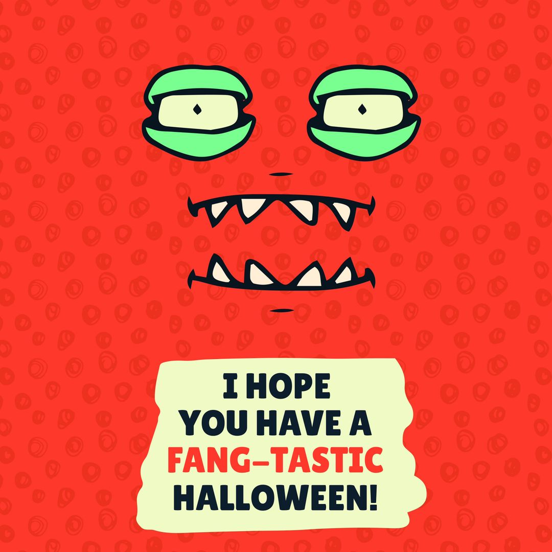 Quirky Monster Face with Halloween Phrase Art