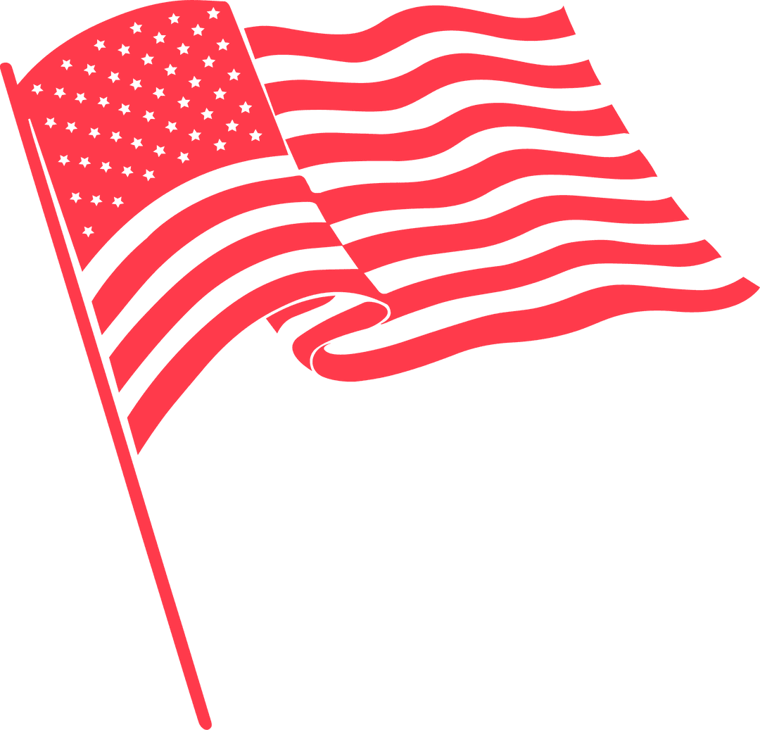 Stylized US Flag in Red Monochrome with Transparent Background