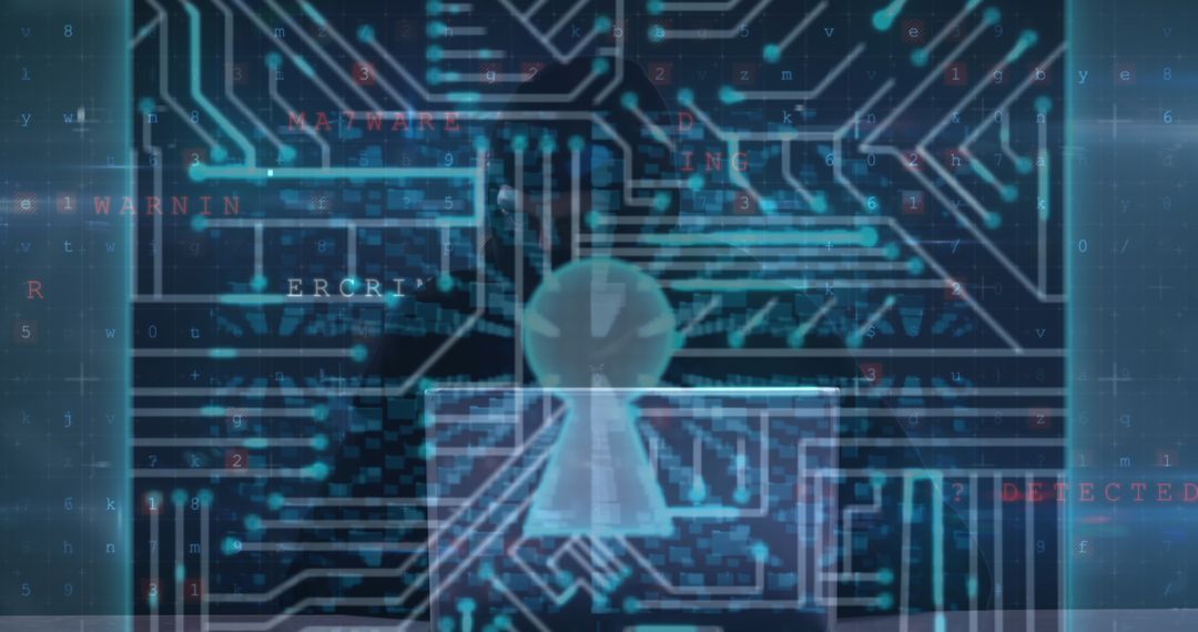 Cyber Crime Prevention and Digital Padlock Security Concept