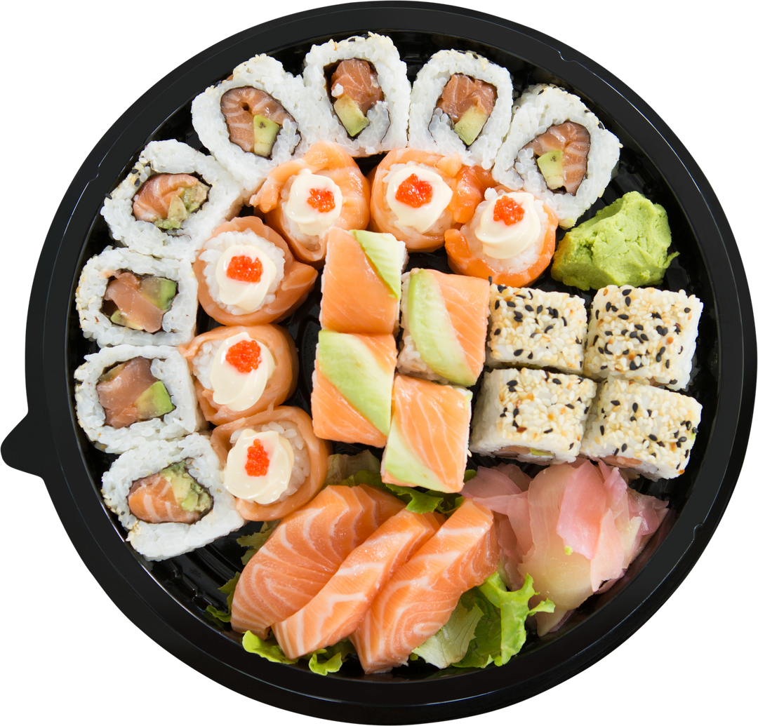 Close Up of Assorted Fresh Sushi Platter with Transparent Background - Download Free Stock Images Pikwizard.com