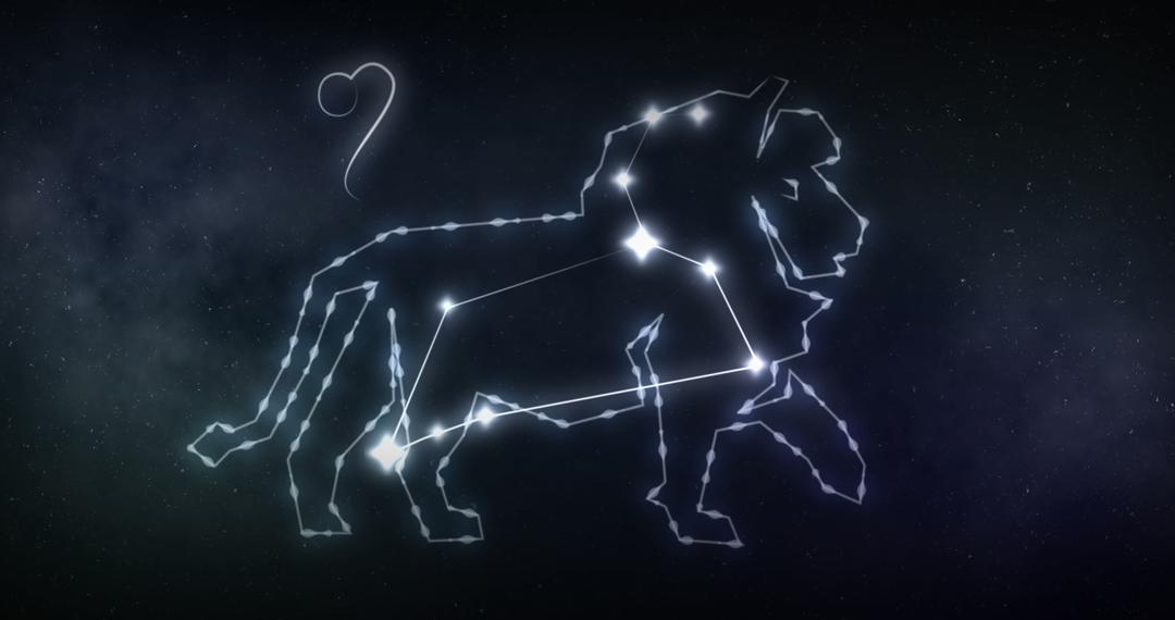 Leo Zodiac Sign with Constellation on Starry Sky Background - Free Images, Stock Photos and Pictures on Pikwizard.com