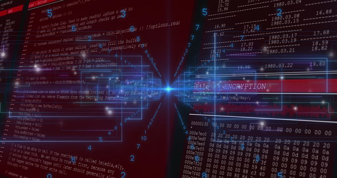 Abstract Cybersecurity Interface with Data Flow Visualization