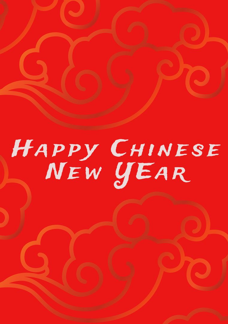 Vibrant Red Chinese New Year Greeting with Swirling Clouds - Download Free Stock Templates Pikwizard.com