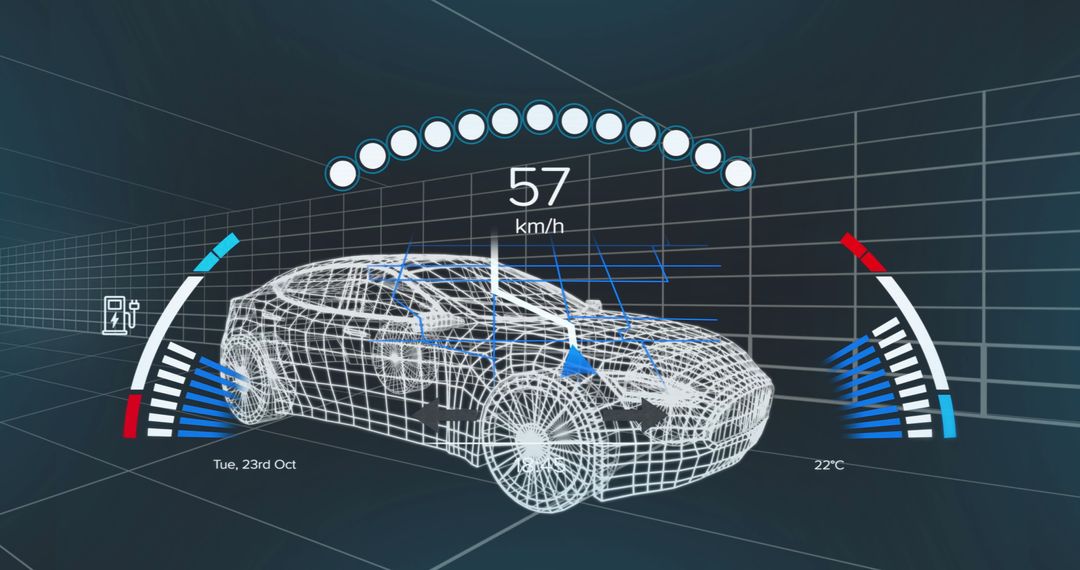 Futuristic Digital Interface of AI Car Technology