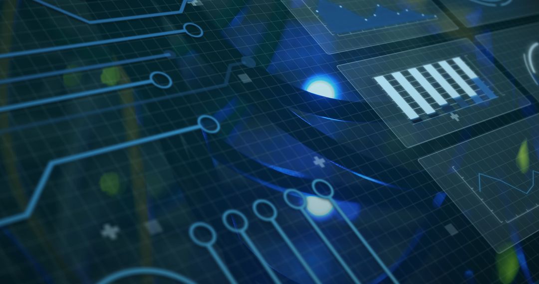 Abstract Digital Data Interface with Graphs and Charts