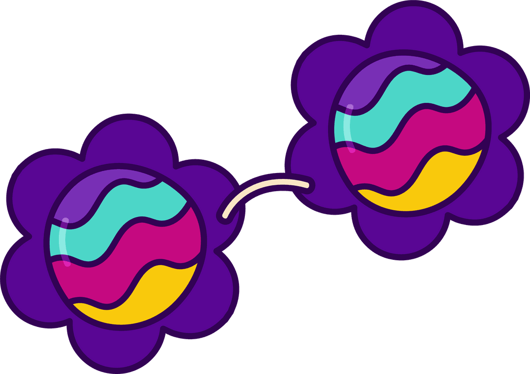 Flower-Shaped Colorful Wave Glasses on Transparent Background