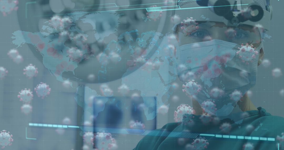 Surgeon Analyzing Digital Medical Graphics in Operating Room