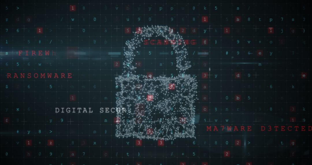 Digital Security Padlock with Cybersecurity Concepts