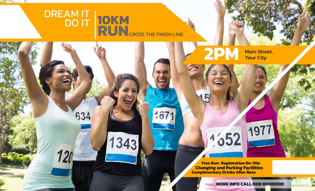 Joyful Runners Celebrating at 10K Event