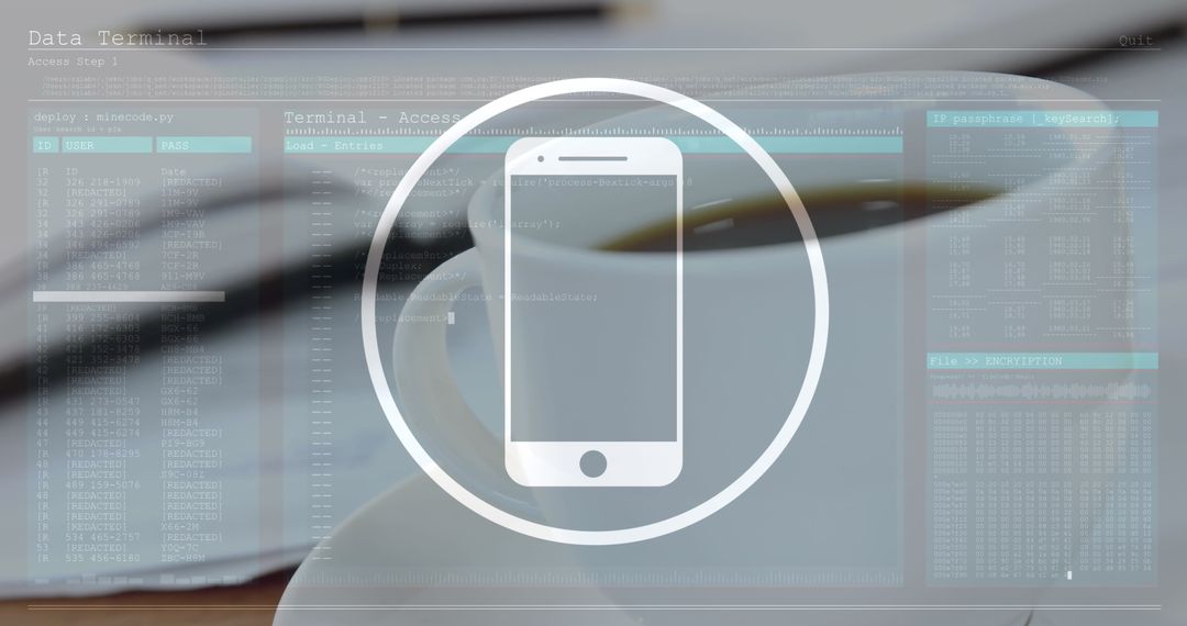Futuristic Technology Concept with Smartphone Icon and Data