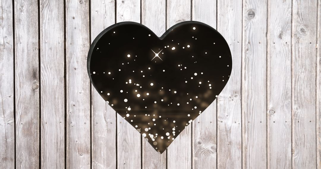 Heart Shaped Starry Cutout on Rustic Wood