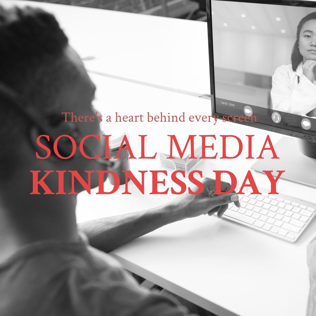 Businessman Engaging in Online Meeting on Social Media Kindness Day