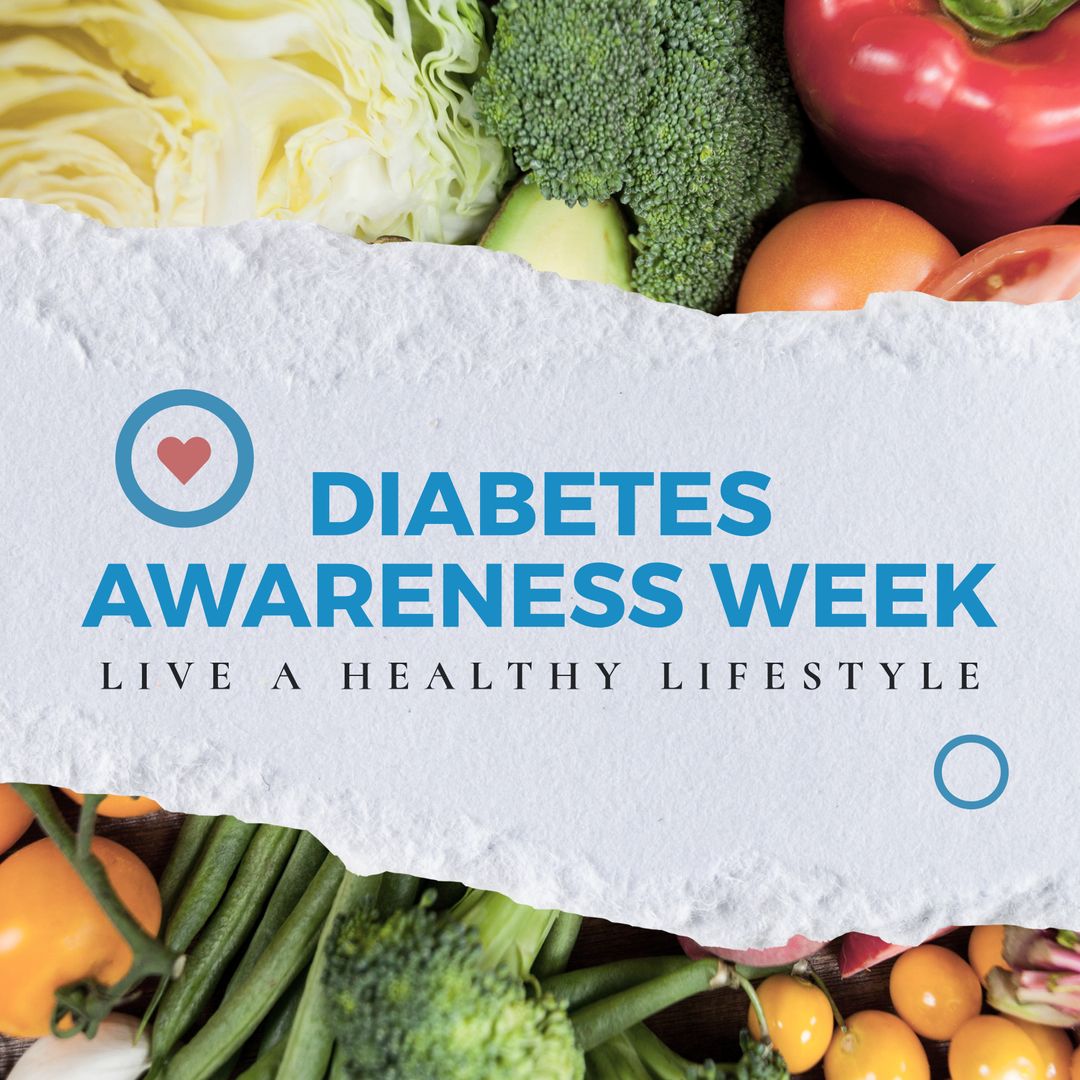 Diabetes Awareness Week with Fresh Vegetables Background
