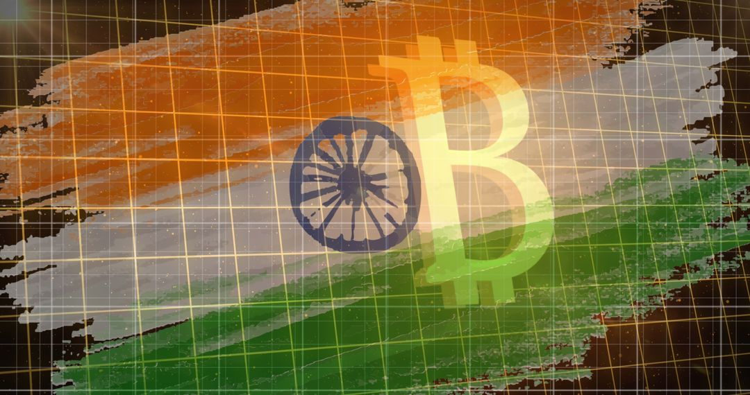 Bitcoin Symbol Overlay on Indian Flag Representing Cryptocurrency Market
