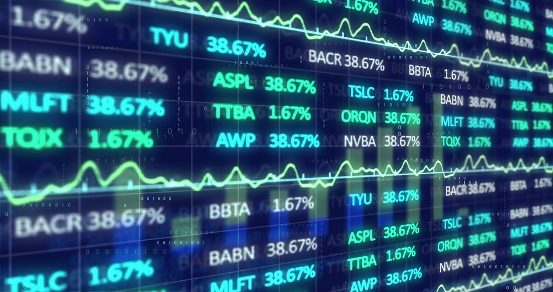 Display of Stock Market Data and Financial Trends on Virtual Screen