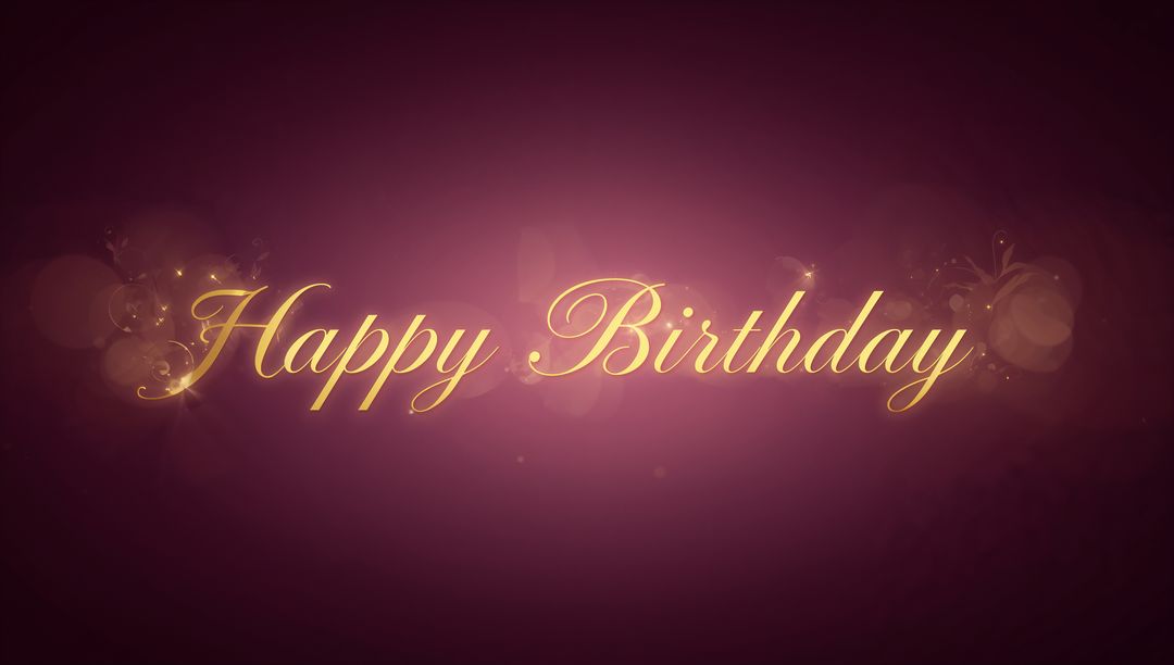 Luxurious Gold Cursive Happy Birthday Greeting with Sparkles and Bokeh