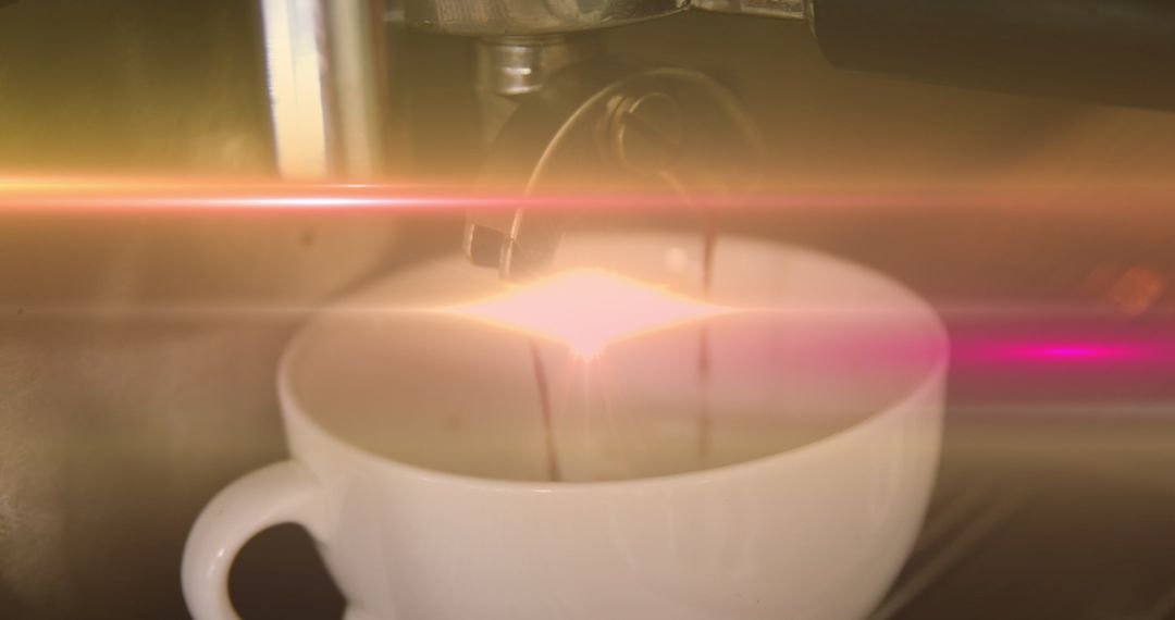 Colorful Light Beams Illuminate Espresso Making Process