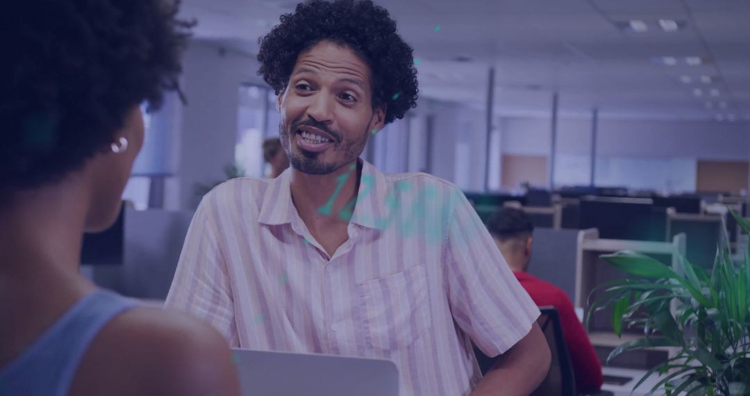 Financial Discussion Between Colleagues in Modern Office