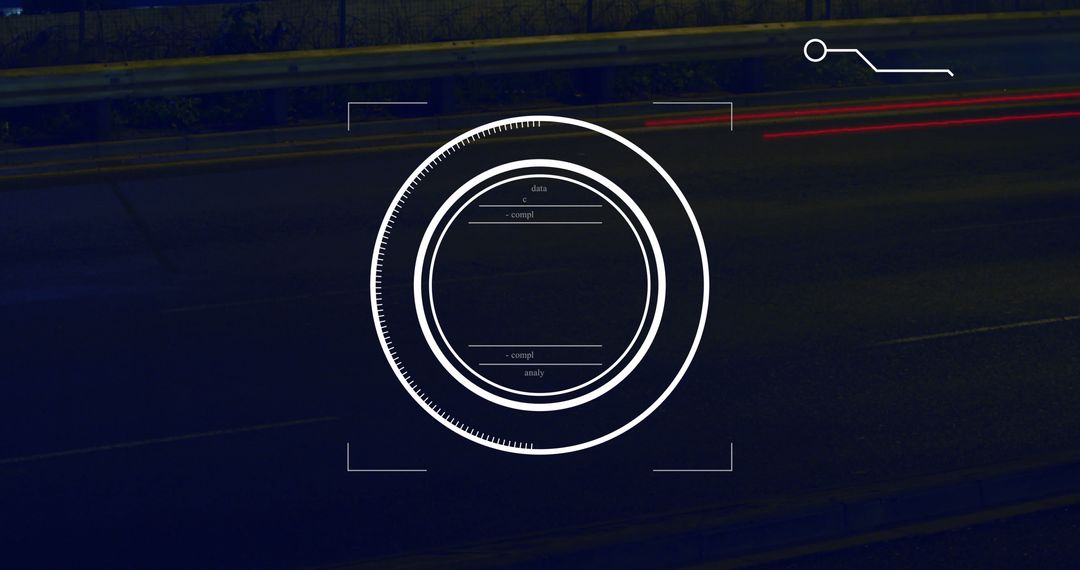 Futuristic Data Processing Interface Over City Road