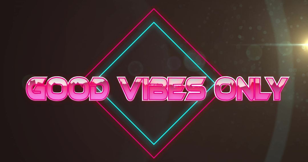 Retro Neon Text Art Saying Good Vibes Only on Dark Background