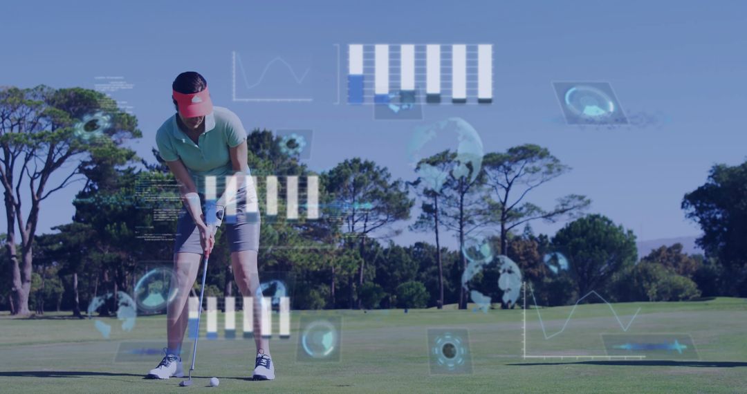 Golfer Putting with Data Overlays on Sparse Landscape