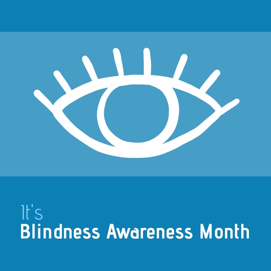 Blindness Awareness Month Symbol on Blue Background