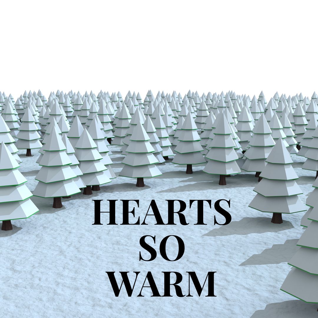 Winter Landscape with Simple Pine Trees and Inspirational Text