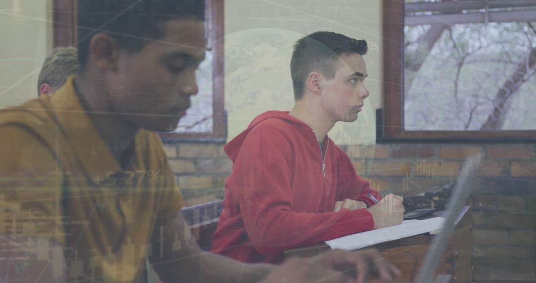 Multiracial Students Learning in High-Tech Virtual Classroom