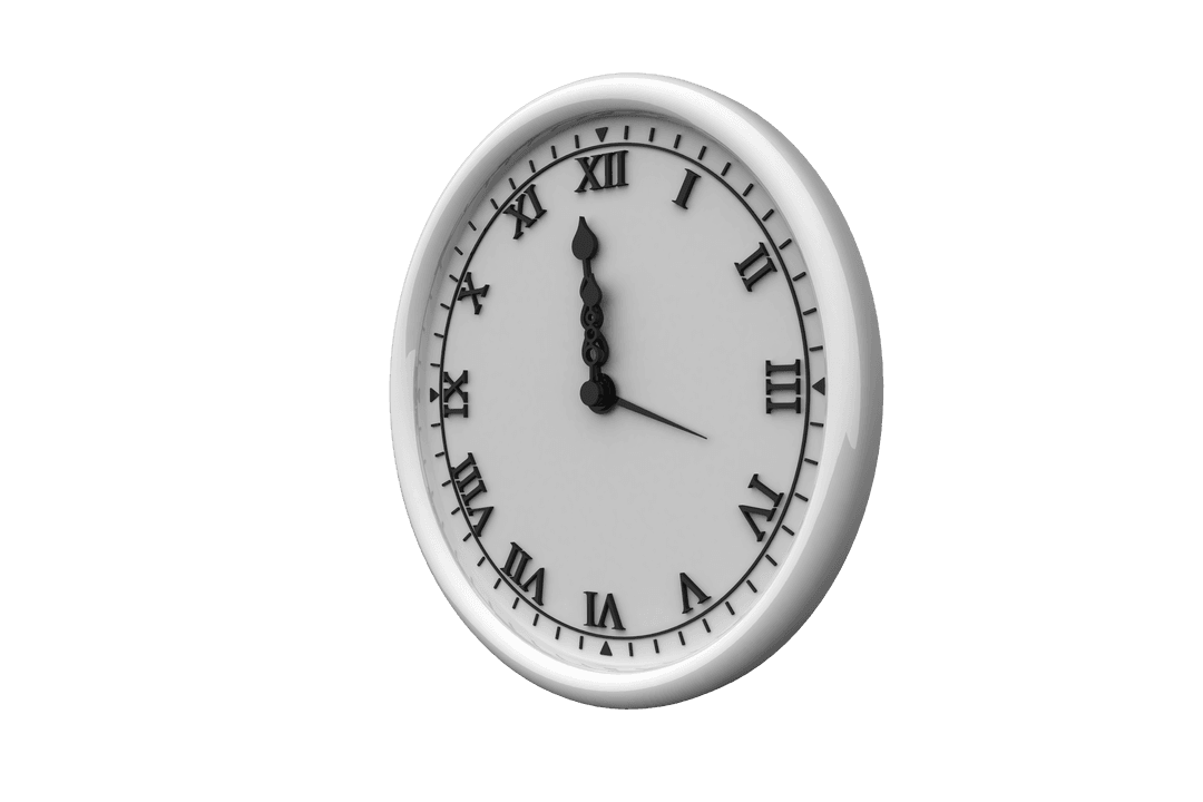 White Analog Clock Roman Numerals Transparent Background