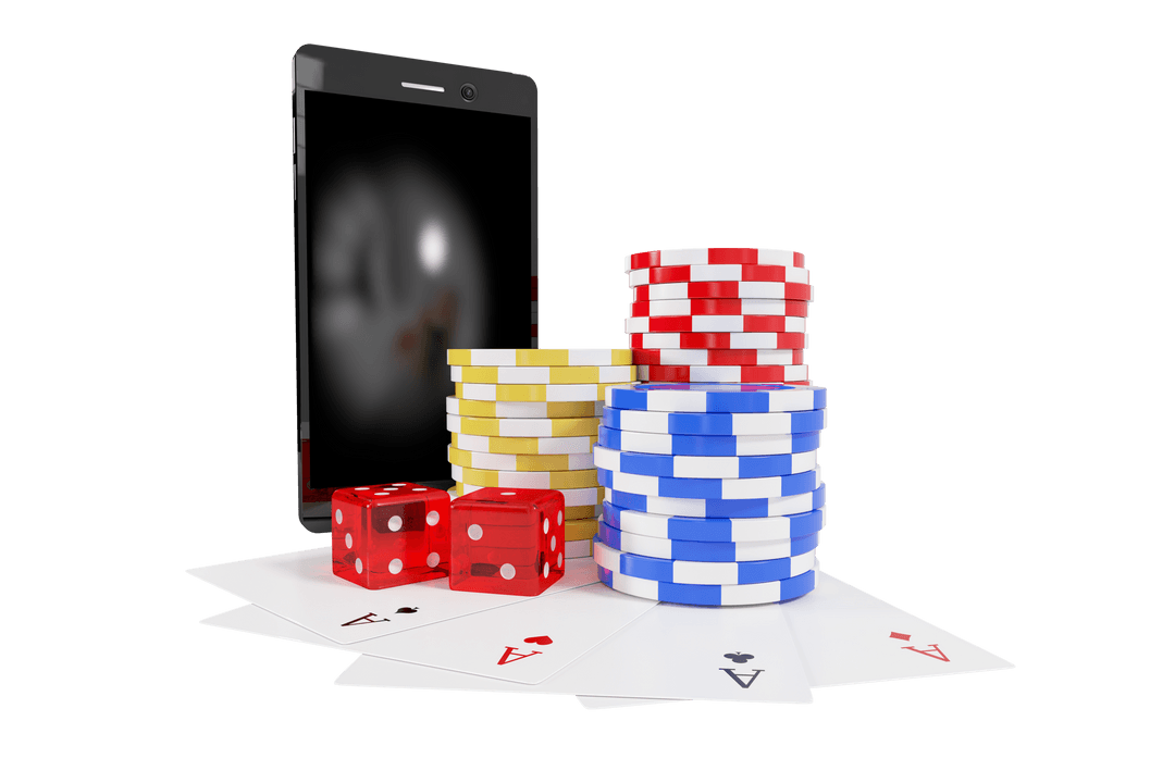 Transparent Gambling Concept with Smartphone and Poker Elements