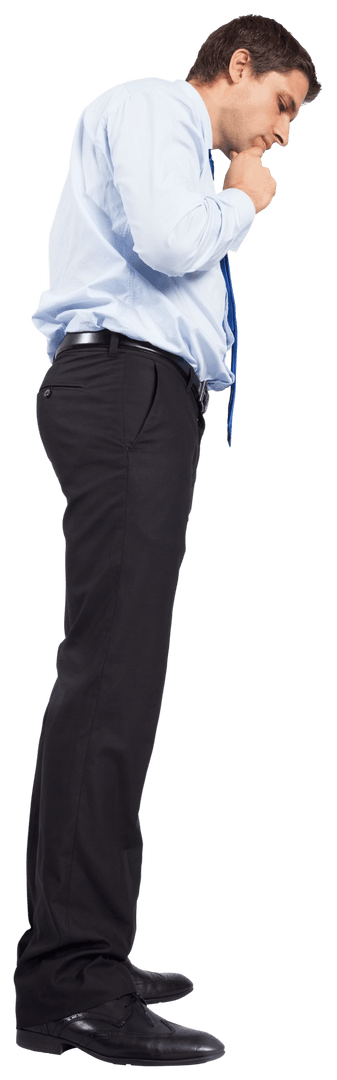 Pensive Businessman Looking Down Transparent Background