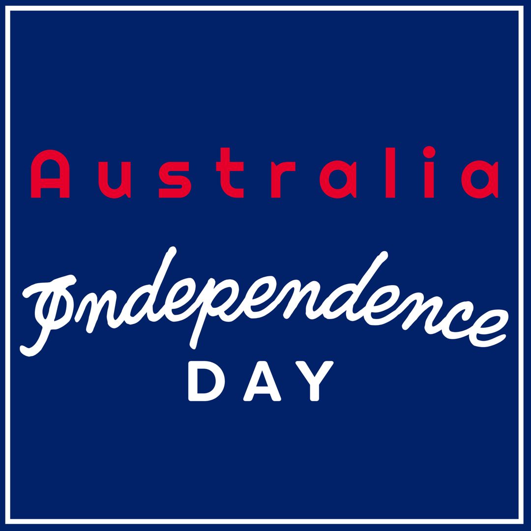 Australia Independence Day Text on Blue Background