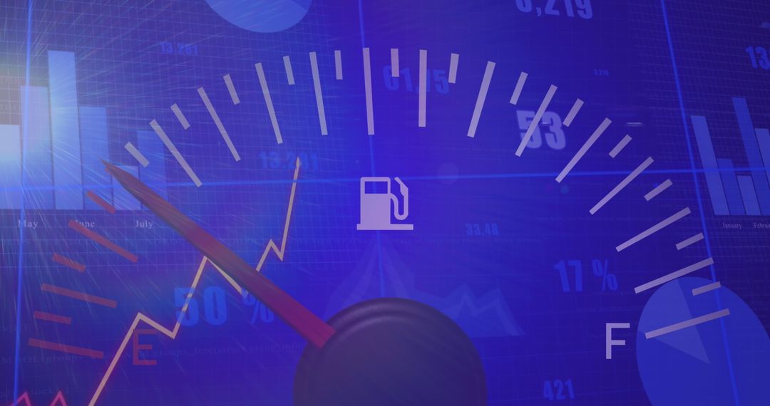 Futuristic Gauge with Financial Graphs Symbolizing Data Analytics