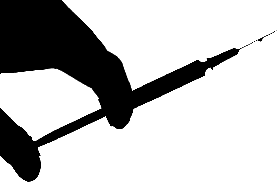 Digital Illustration of Hand Holding Syringe on Transparent Background