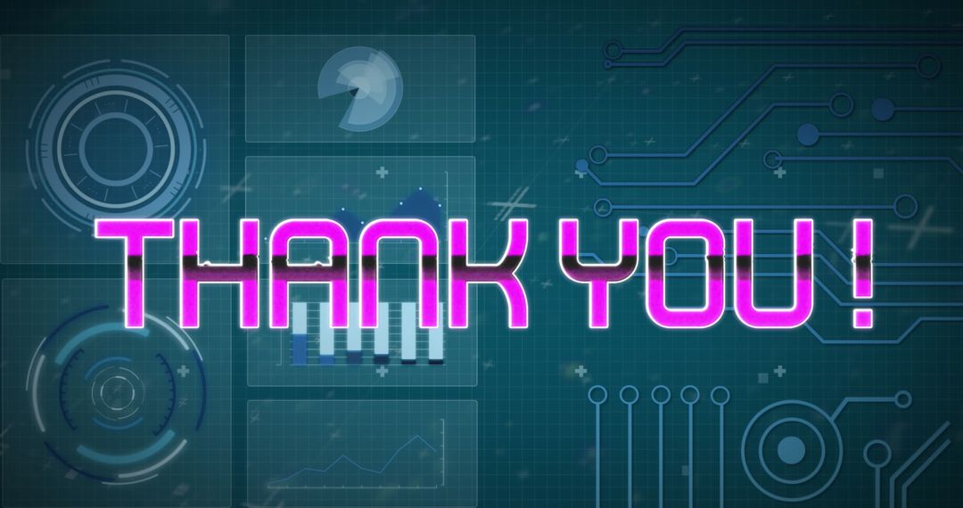 Thank You Message on Digital Data Background