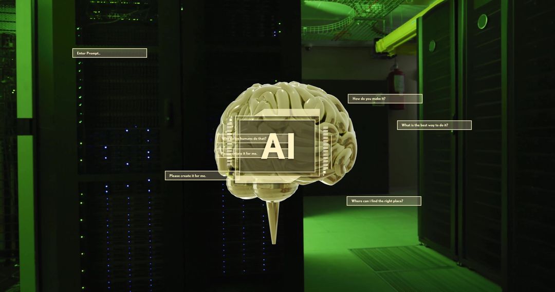 Artificial Intelligence Brain Integrating with Data Servers - Free Images, Stock Photos and Pictures on Pikwizard.com