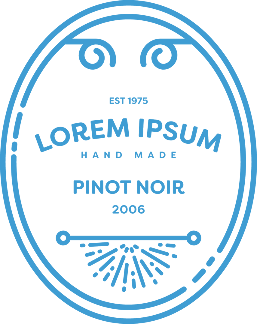 Blue Ellipse Lorem Ipsum Label on Transparent Background