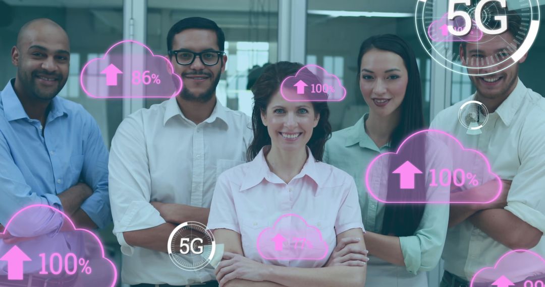 Diverse Team Discussing 5G Technology and Innovation