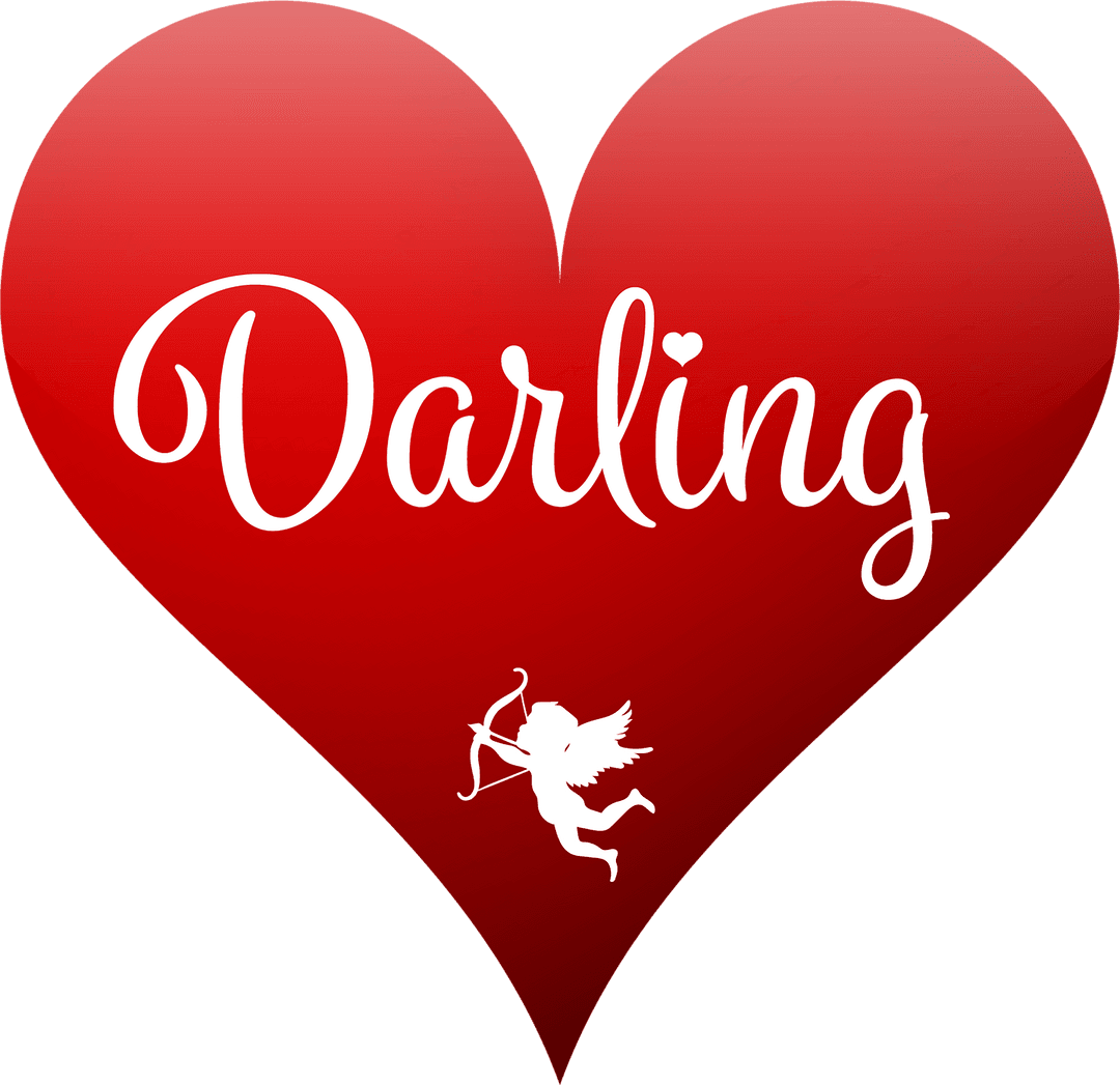 Transparent Red Heart With Cupid for Valentine's Day Love Theme