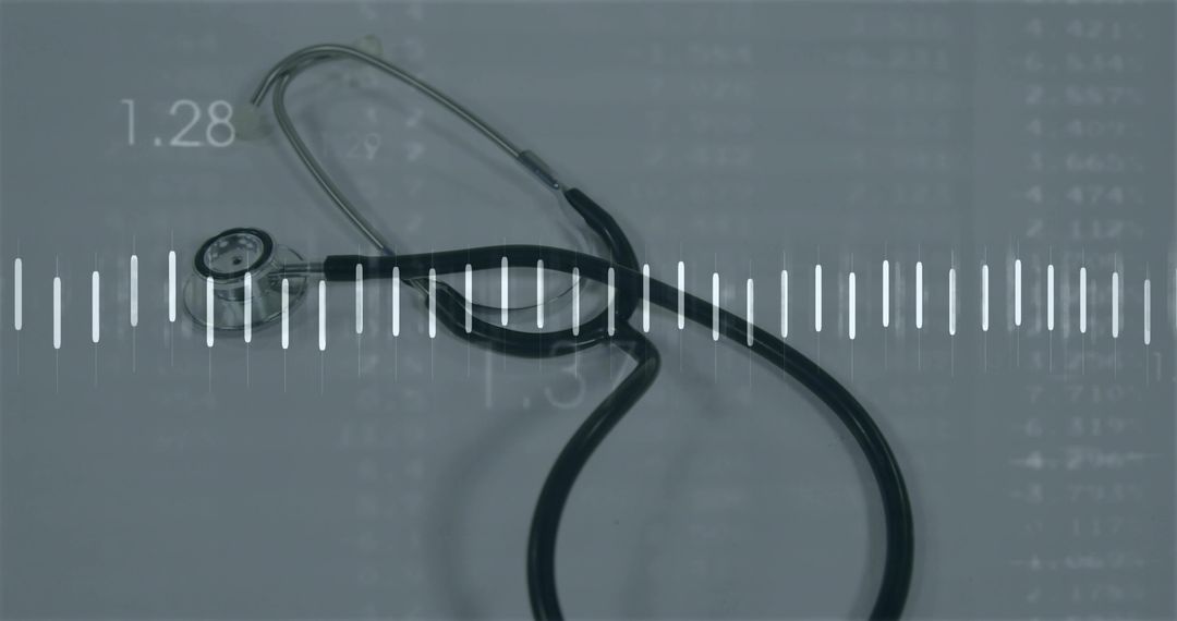 Stethoscope with Digital Waveform Overlay Representing Medical Technology