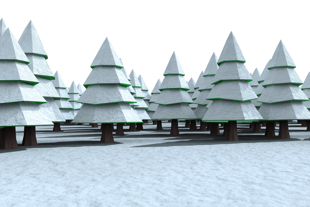 Transparent Forest of Christmas Trees on Snowy Field