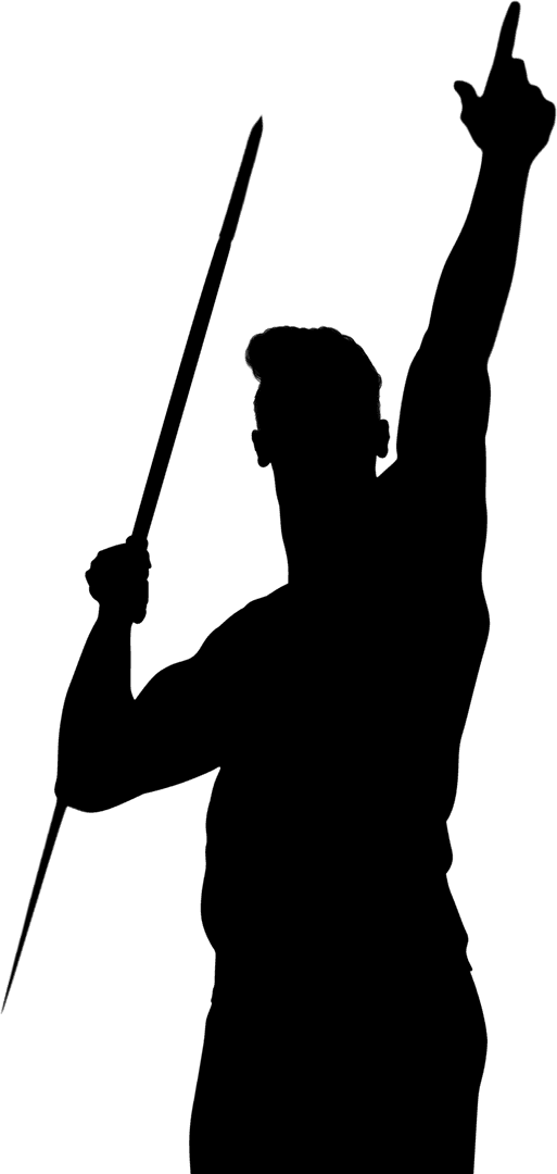 Silhouette of Javelin Thrower on Transparent Background