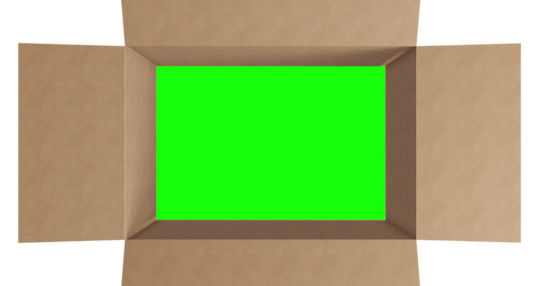 Empty Cardboard Box with Green Screen Insert for Design