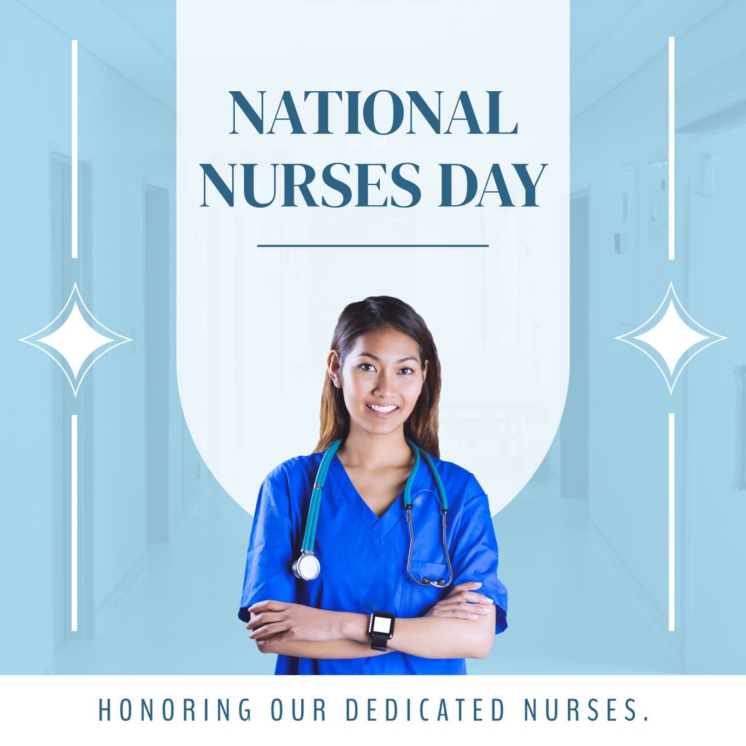 National Nurses Day Celebration with Dedicated Asian Nurse - Download Free Stock Templates Pikwizard.com